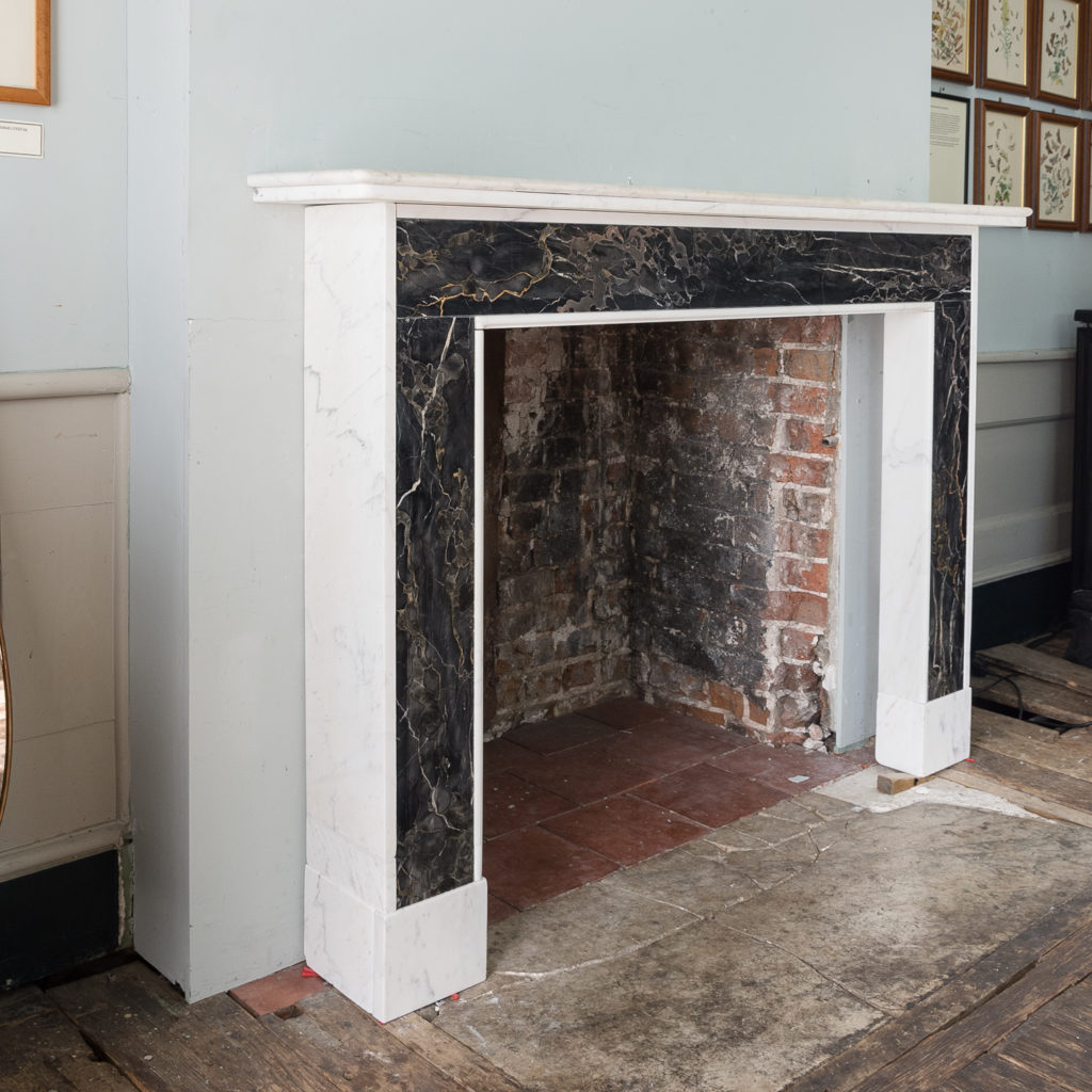 Portoro and Carrara marble chimneypiece,