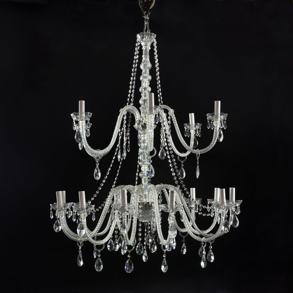 Large eighteenth light moulded glass chandelier,