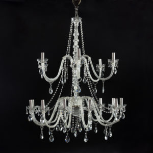 Large eighteenth light moulded glass chandelier,