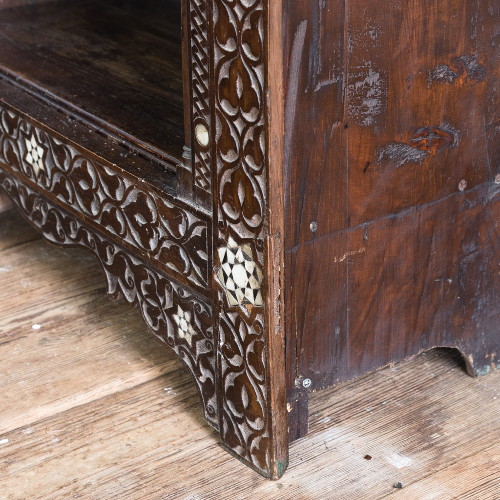 Set of Middle-Eastern teak and mother of pearl inlaid shelves,-132373