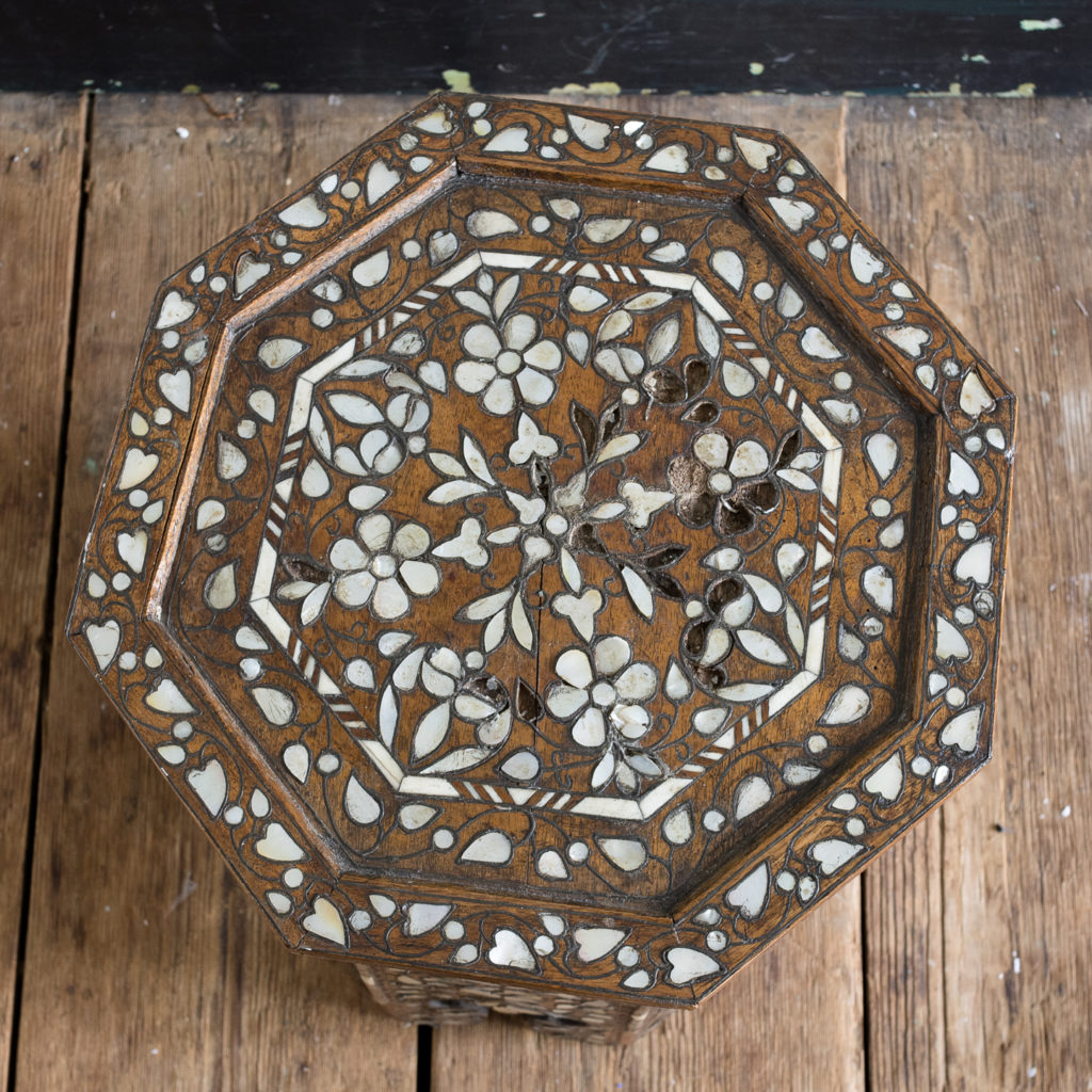 teak with foliate inlay of mother-of-pearl (some missing)