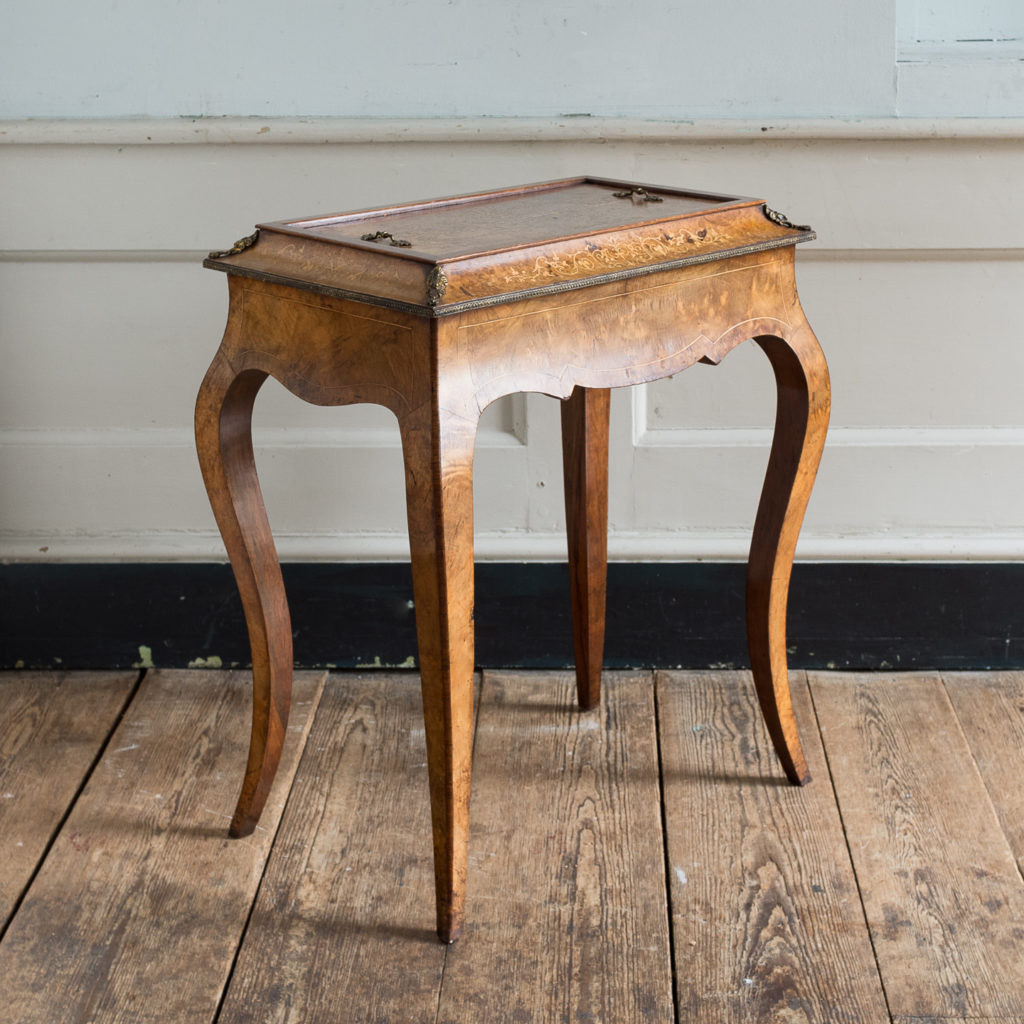 Victorian burr walnut jardinière table,