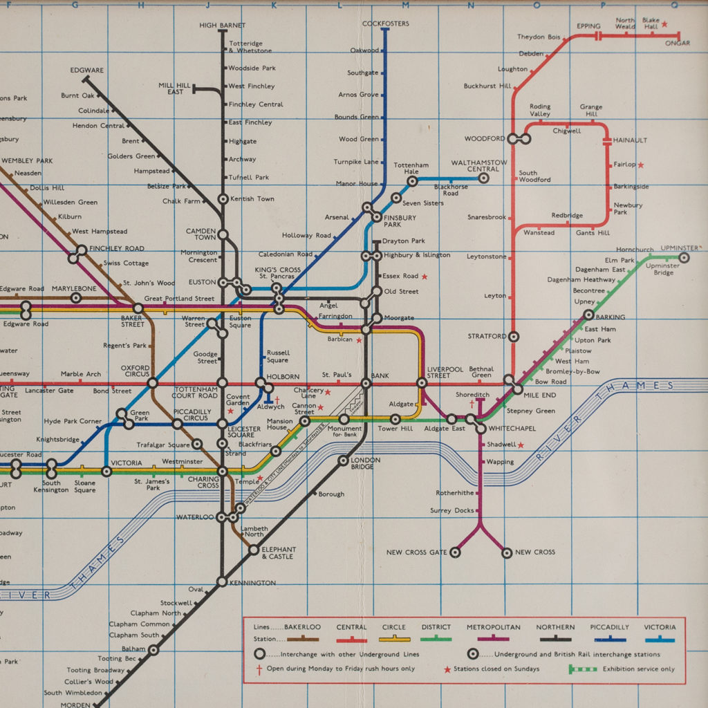 Paul Garbutt changed the style of the map to look more like Beck's maps of the 1930s using more curves.