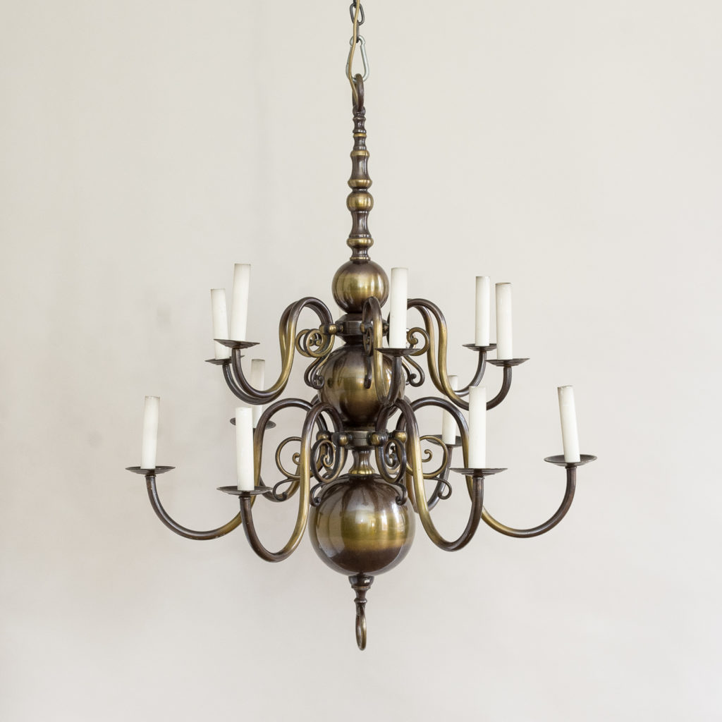 Twelve light Flemish style chandelier