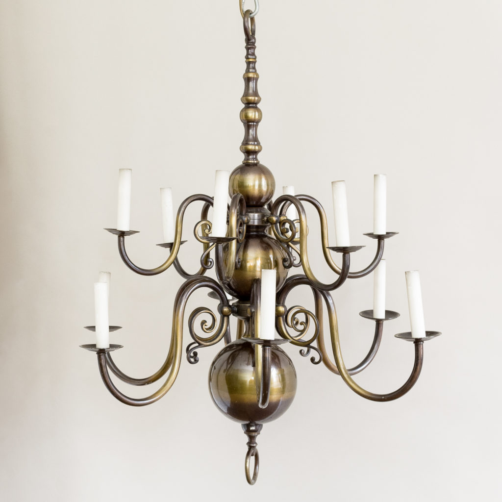 Twelve light Flemish style chandelier