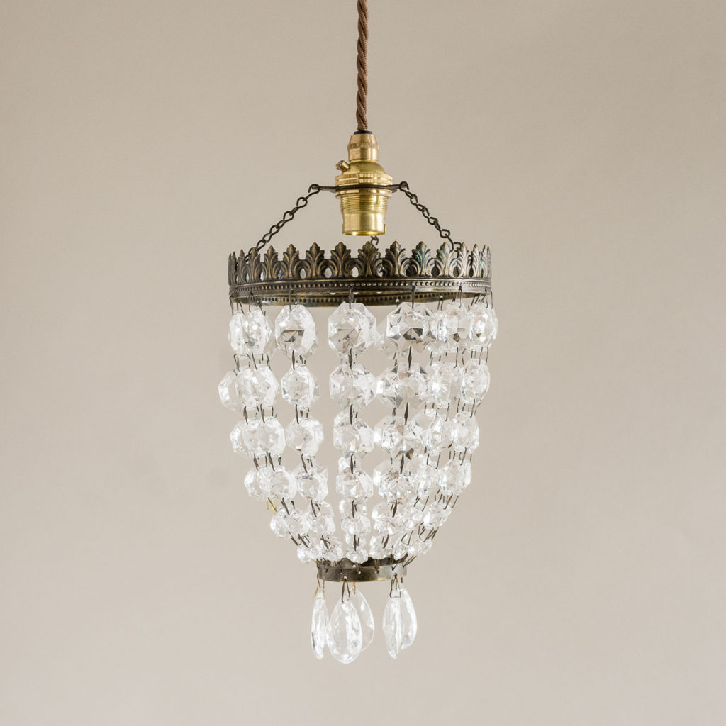 Small cut glass bag chandelier,