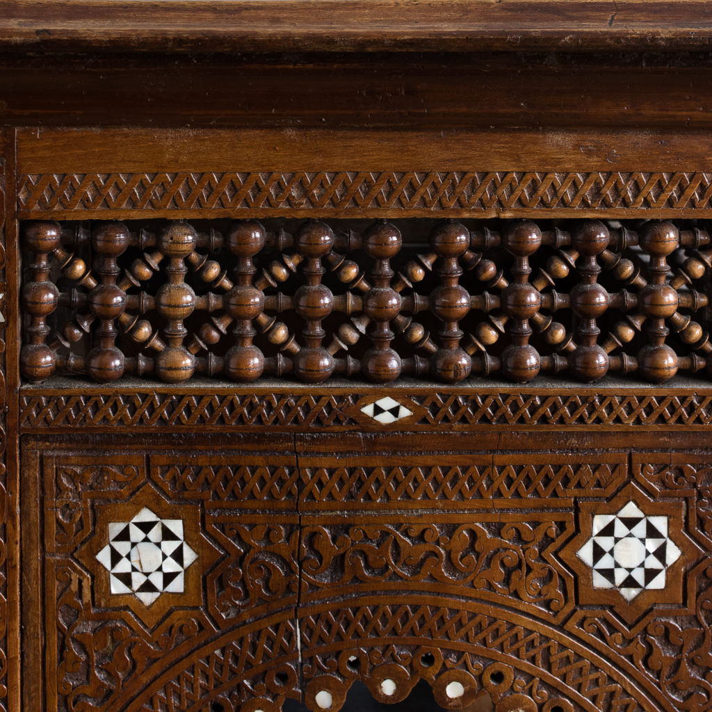 Syrian hardwood carved and inlaid occasional table,-132769