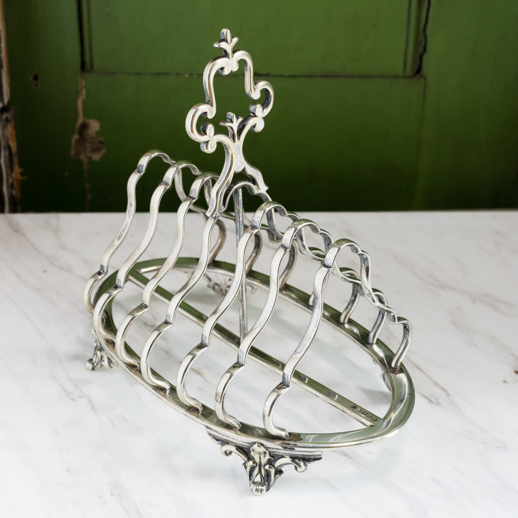 Nineteenth century silver-plated six section toast rack,-132798