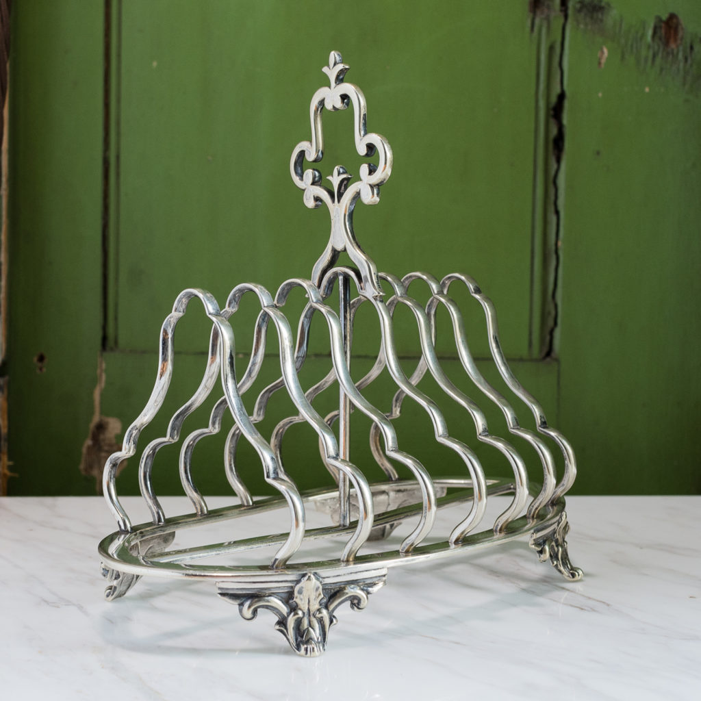 Nineteenth century silver-plated six section toast rack,