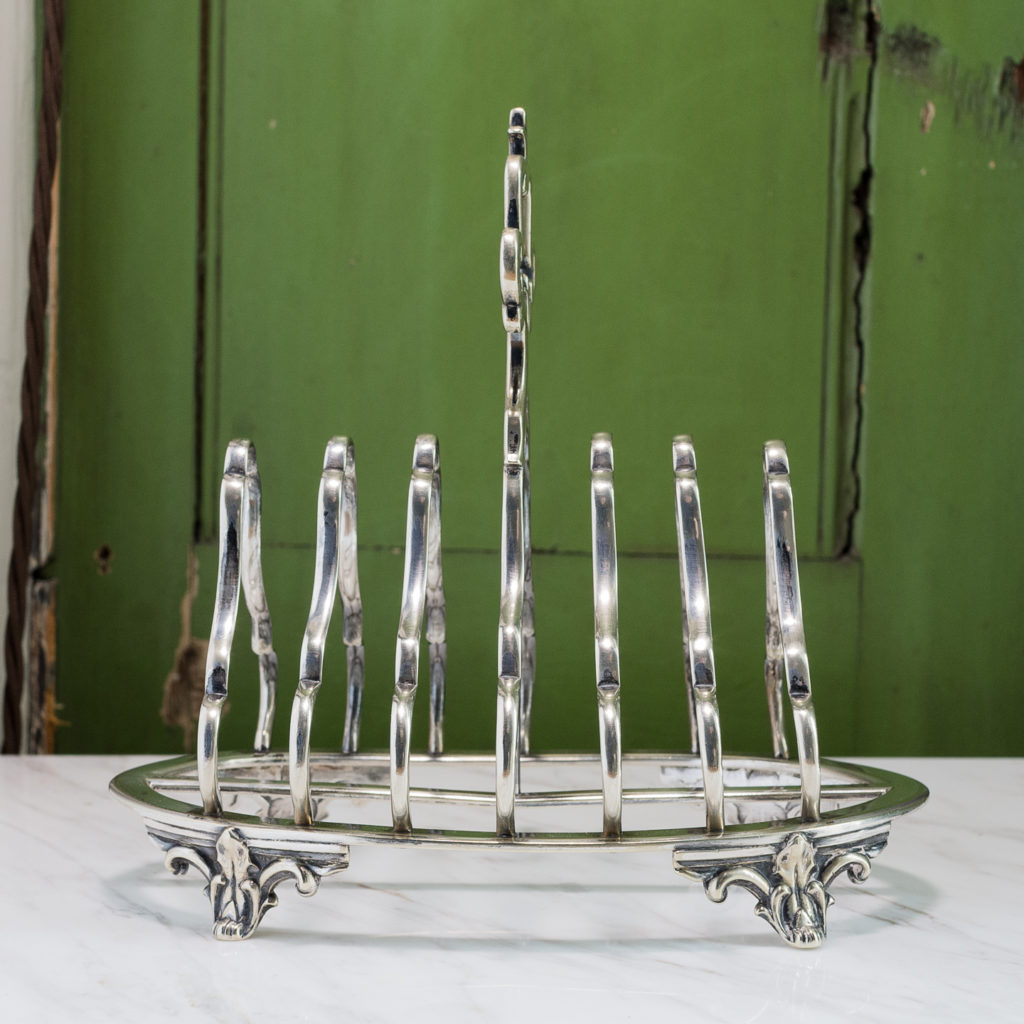 Nineteenth century silver-plated six section toast rack,-132801