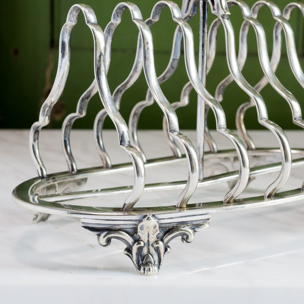 Nineteenth century silver-plated six section toast rack,-132803