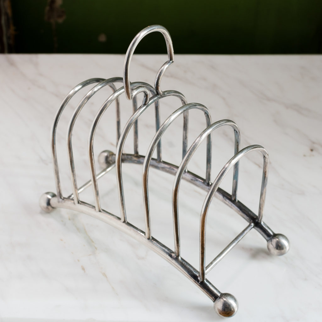 Late nineteenth century silver-plated toast rack,-132812