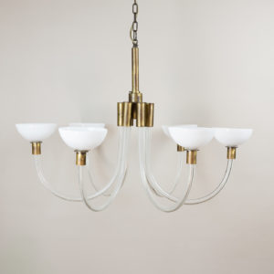 St George Street glass and brass Italian chandeliers,