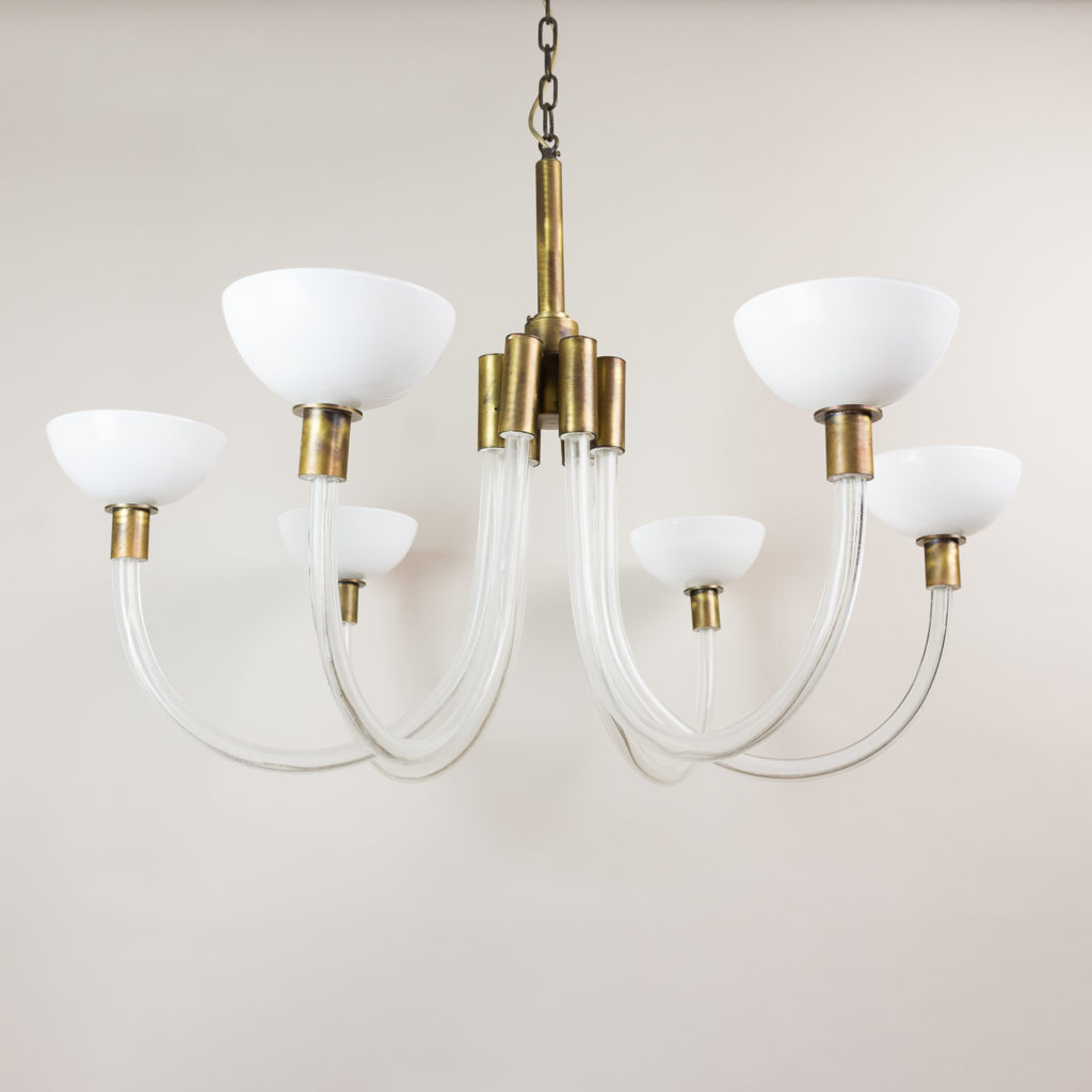 St George Street glass and brass Italian chandeliers,