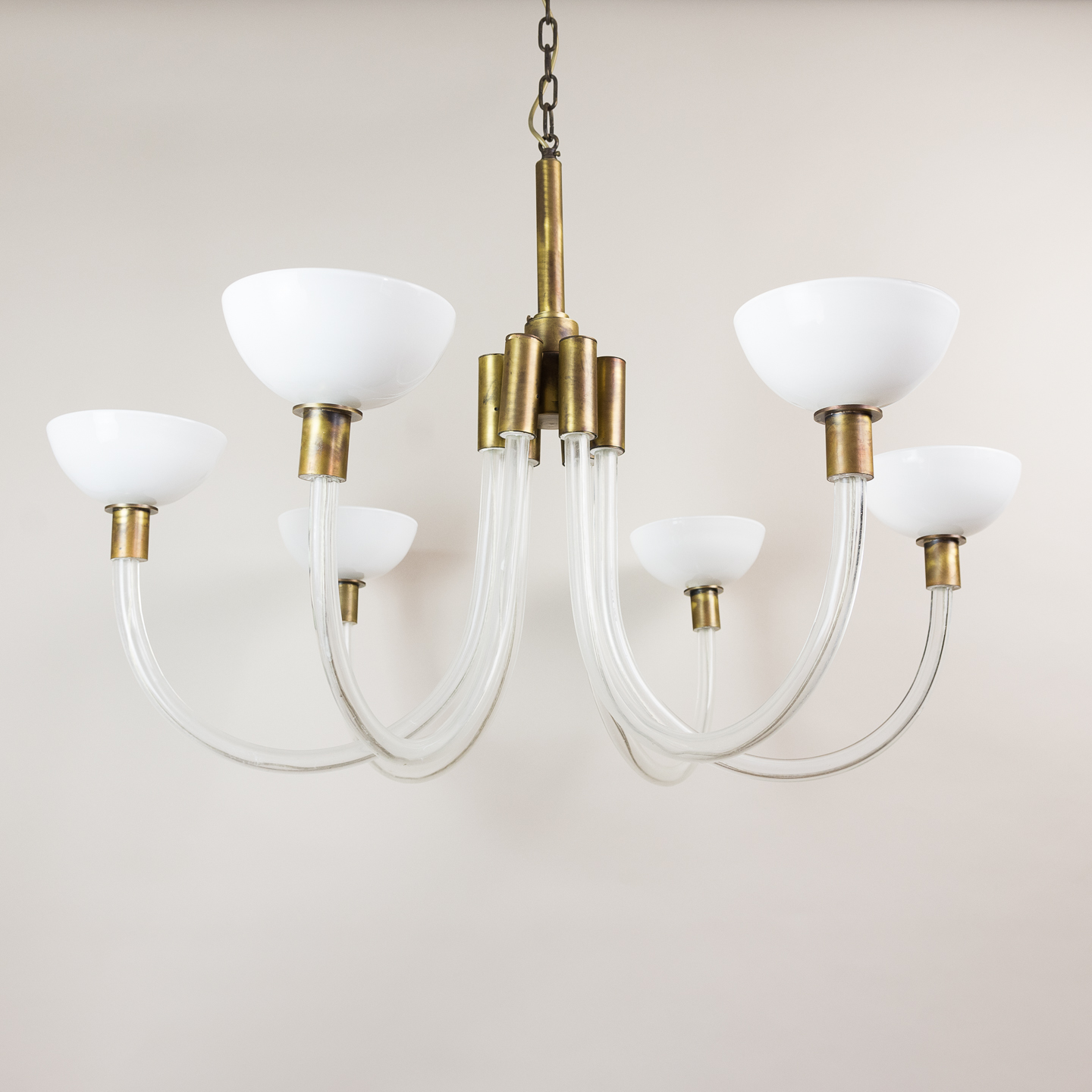 St George Street glass and brass Italian chandeliers - Lighting