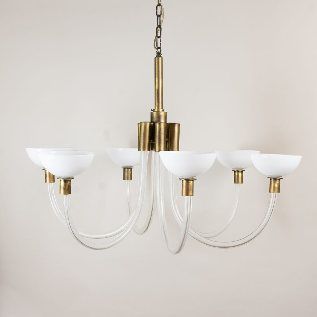 St George Street glass and brass Italian chandeliers,