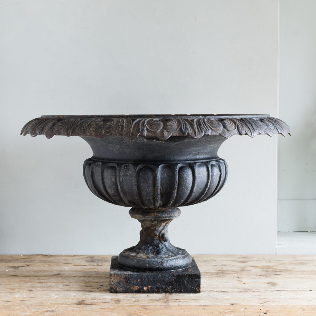 French cast iron garden tazza urn,