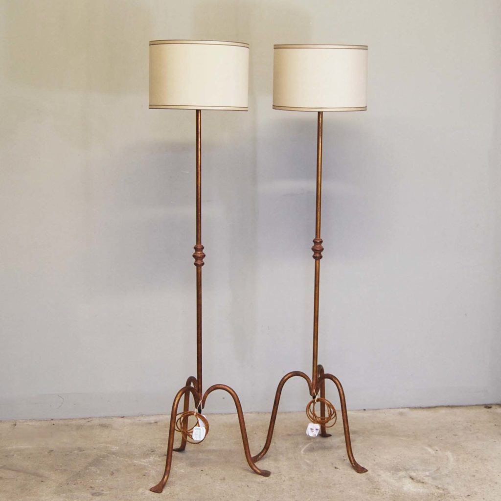 A pair of gilt wrought iron standard lamps-0