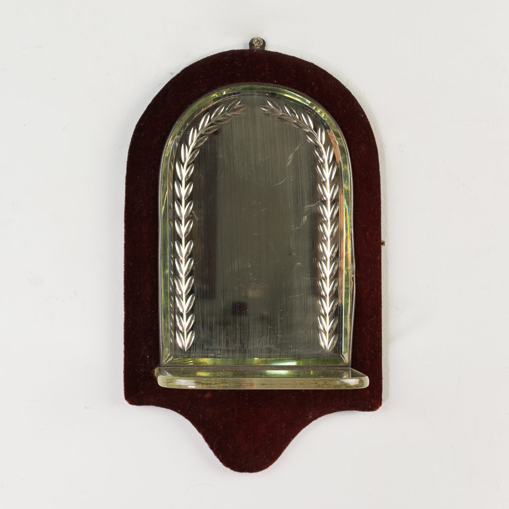 Edwardian velvet backed candle sconce,