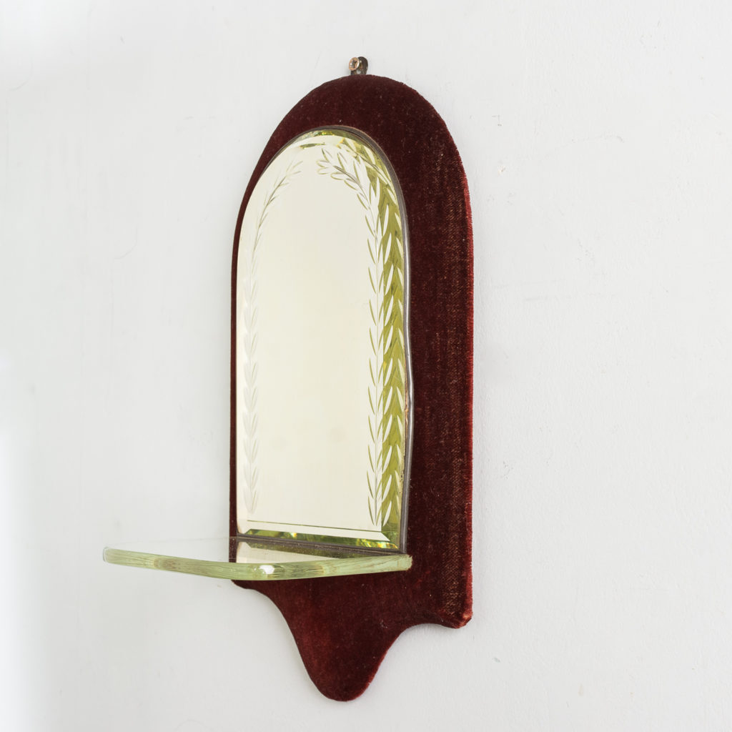 Edwardian velvet backed candle sconce,