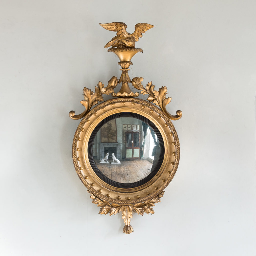 Regency giltwood convex mirror