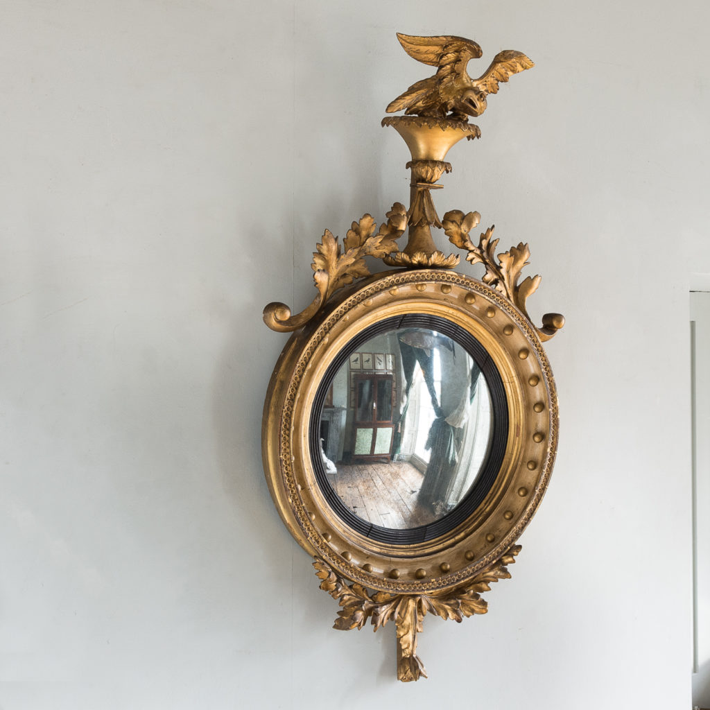 Regency giltwood convex mirror