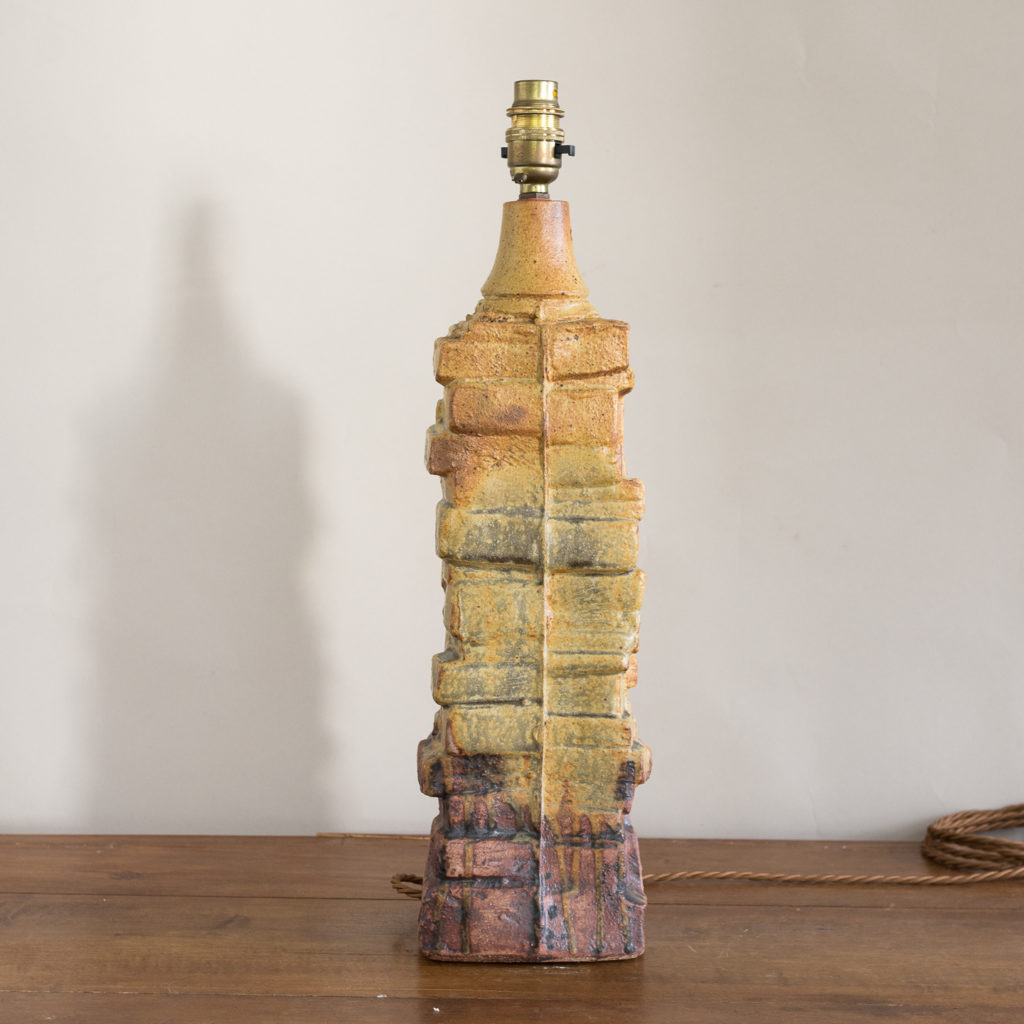 1970s studio pottery table lamp by Bernard Rooke,