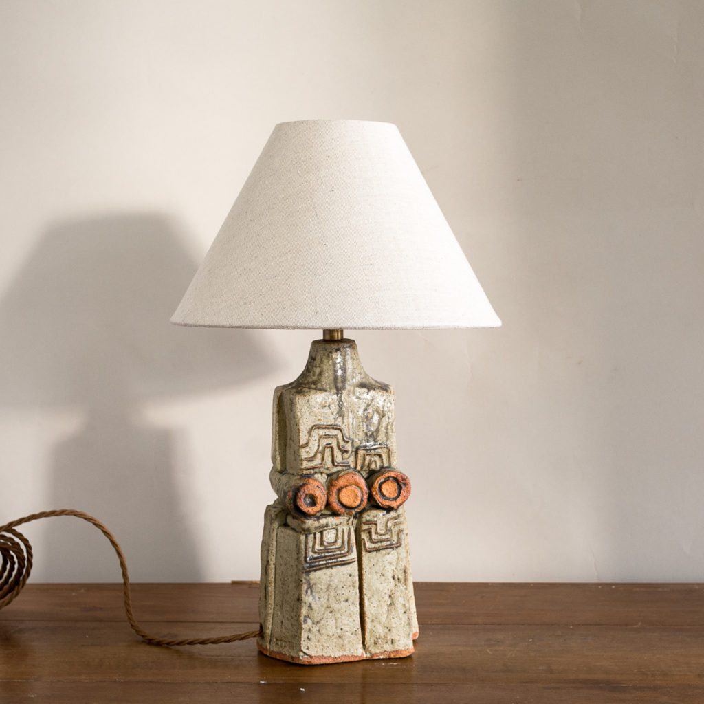 1970s studio pottery table lamp by Bernard Rooke,