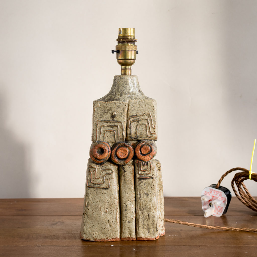 1970s studio pottery table lamp by Bernard Rooke,