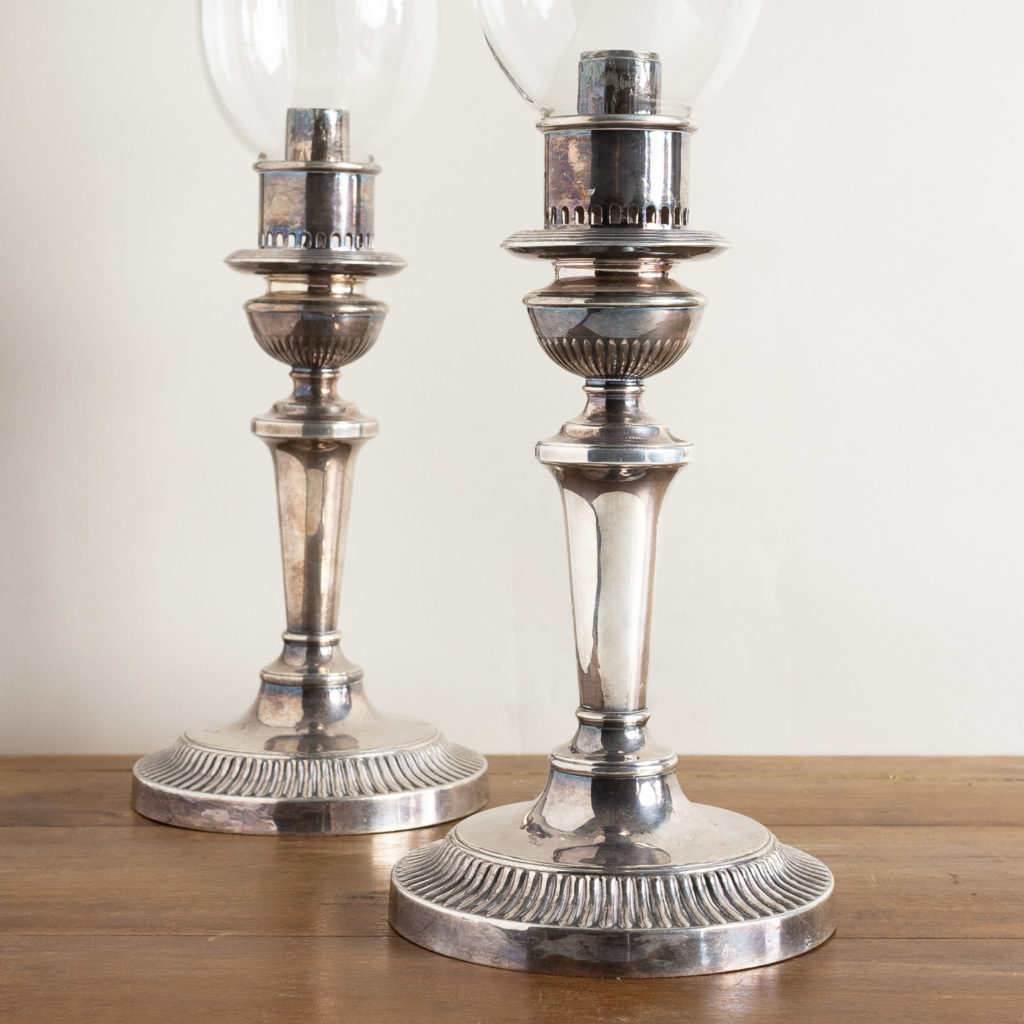 Pair of nineteenth century Sheffield plate candlesticks,