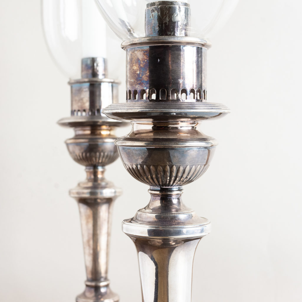 Pair of nineteenth century Sheffield plate candlesticks,-134890