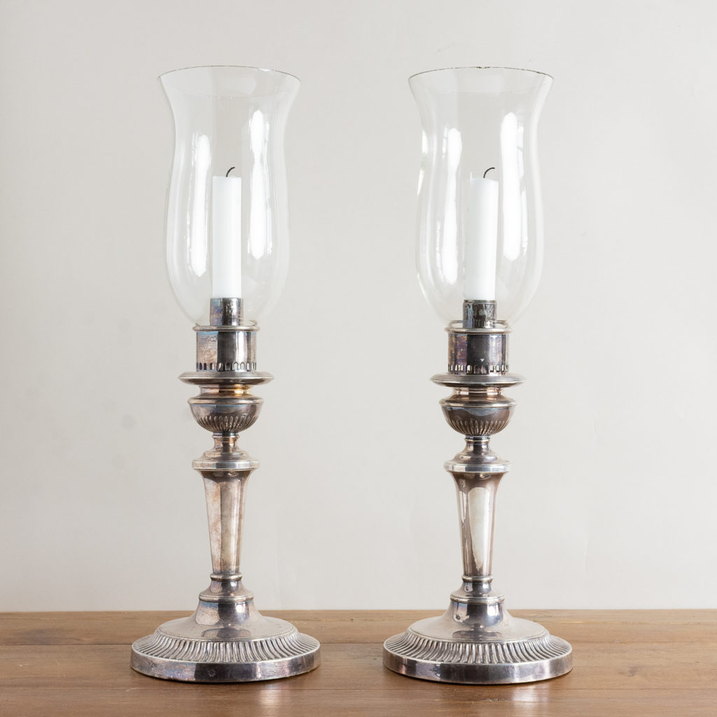 Pair of nineteenth century Sheffield plate candlesticks,