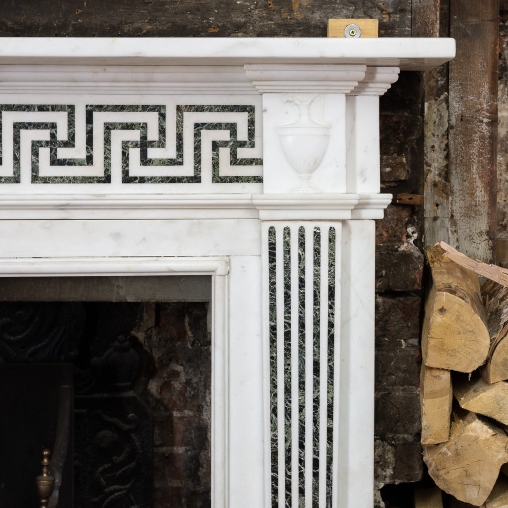 George III style white marble and inlaid chimneypiece, -134737