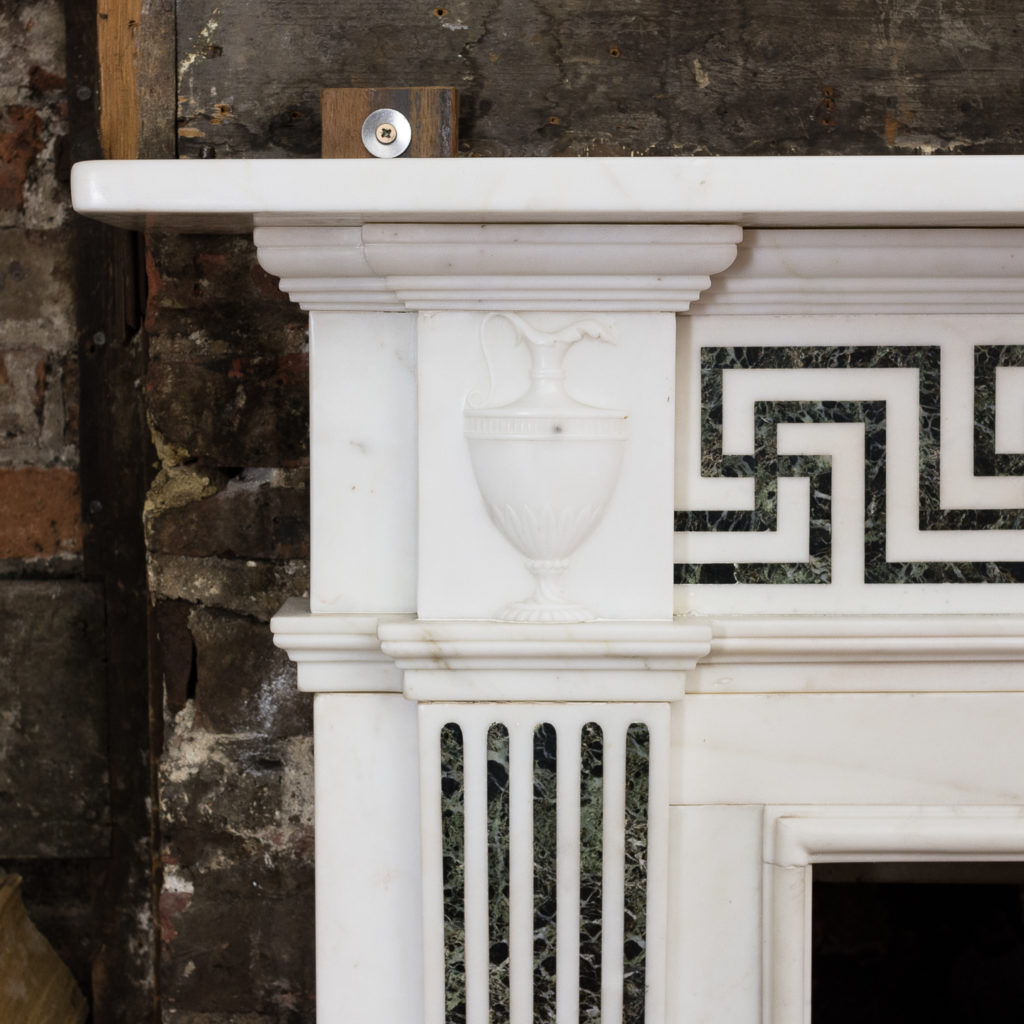 George III style white marble and inlaid chimneypiece, -134734