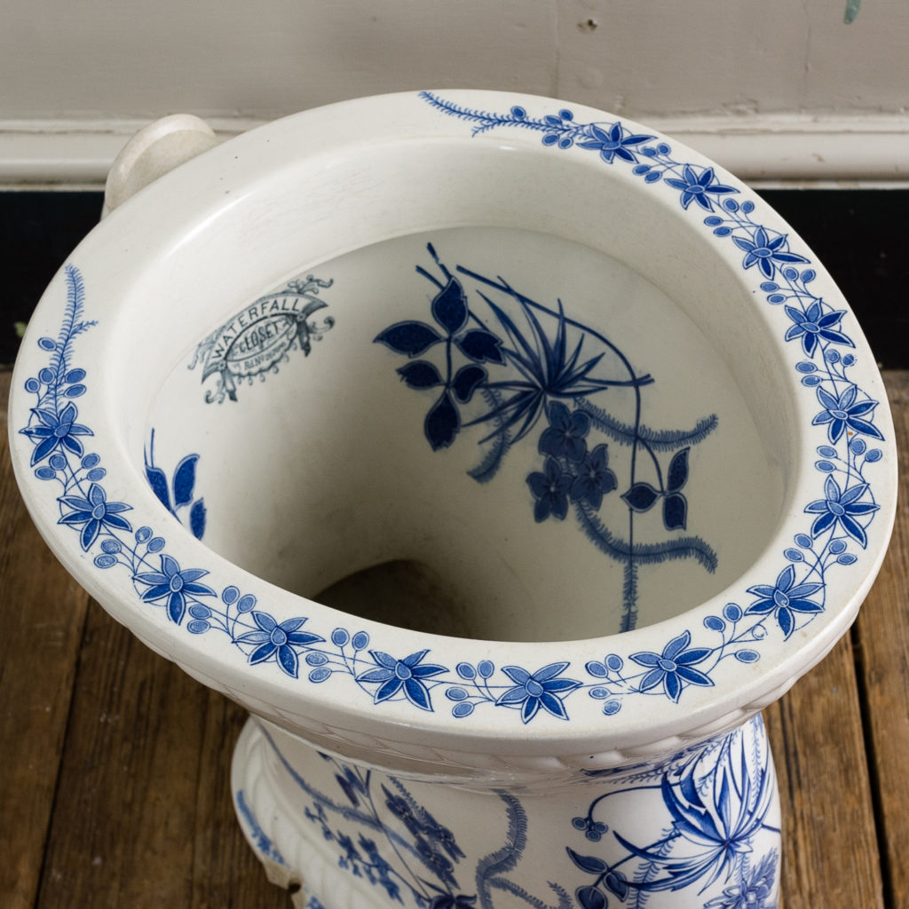 Late Victorian blue and white transfer printed lavatory pan,-134809