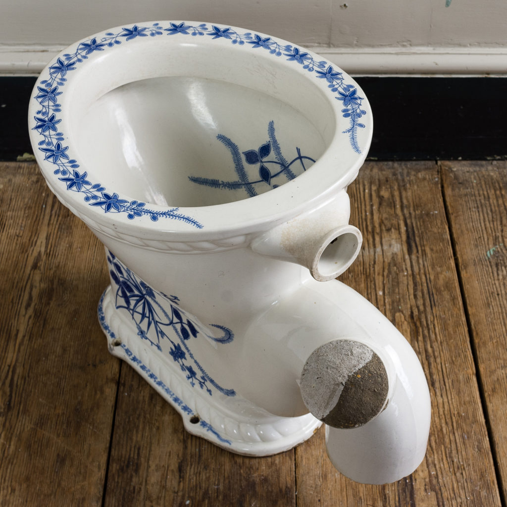 Late Victorian blue and white transfer printed lavatory pan,-134810