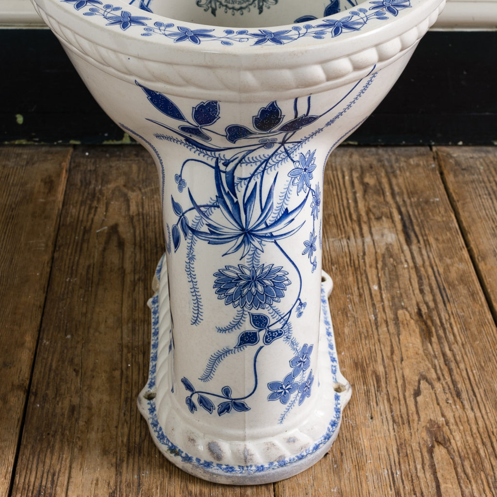 Late Victorian blue and white transfer printed lavatory pan,-134803