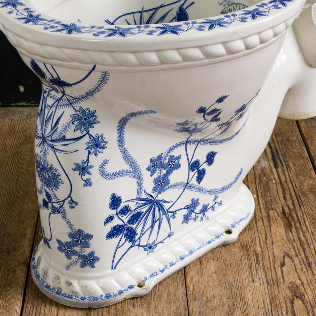 Late Victorian blue and white transfer printed lavatory pan,-134804