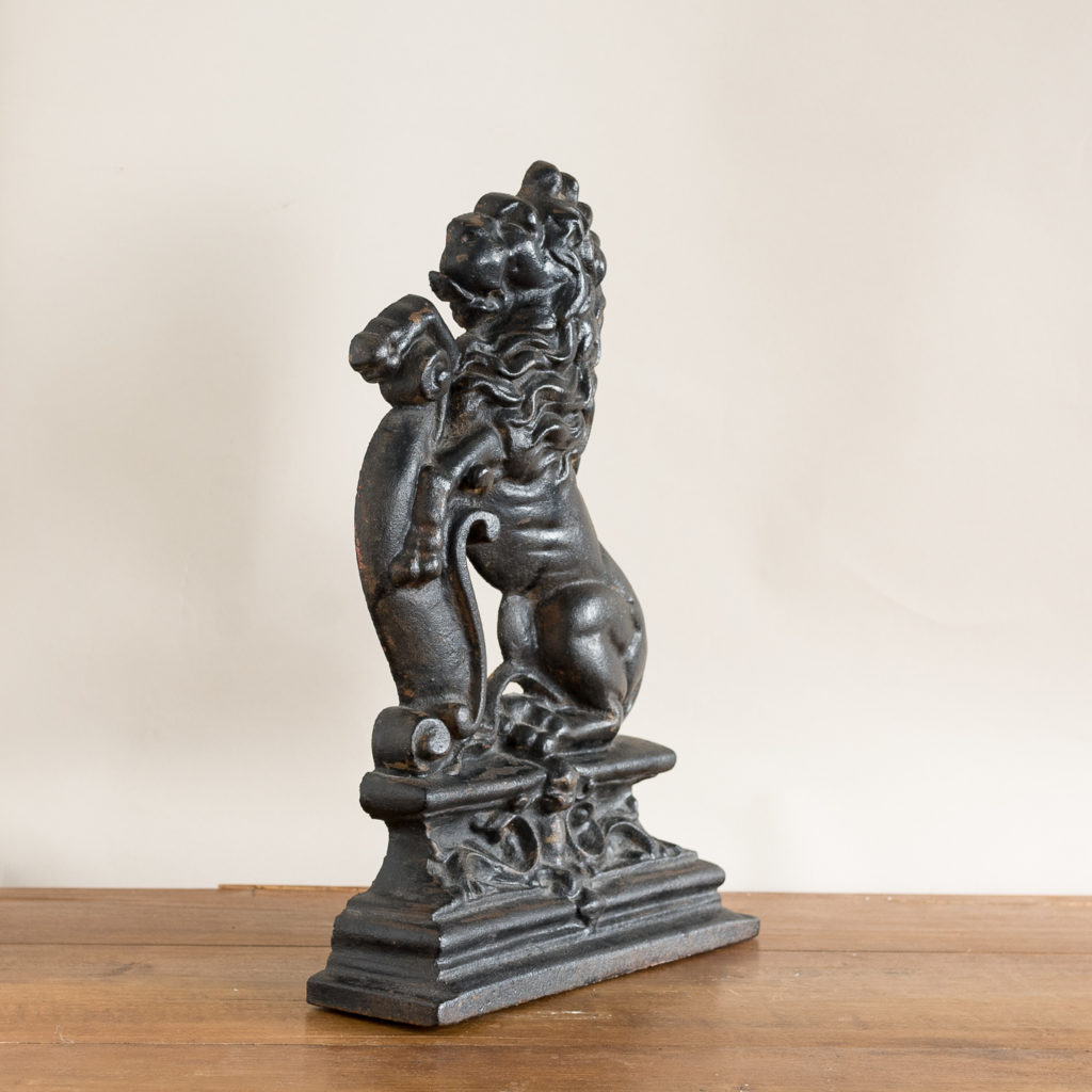 Pair of late Victorian rampant lion cast iron door stops,-134870