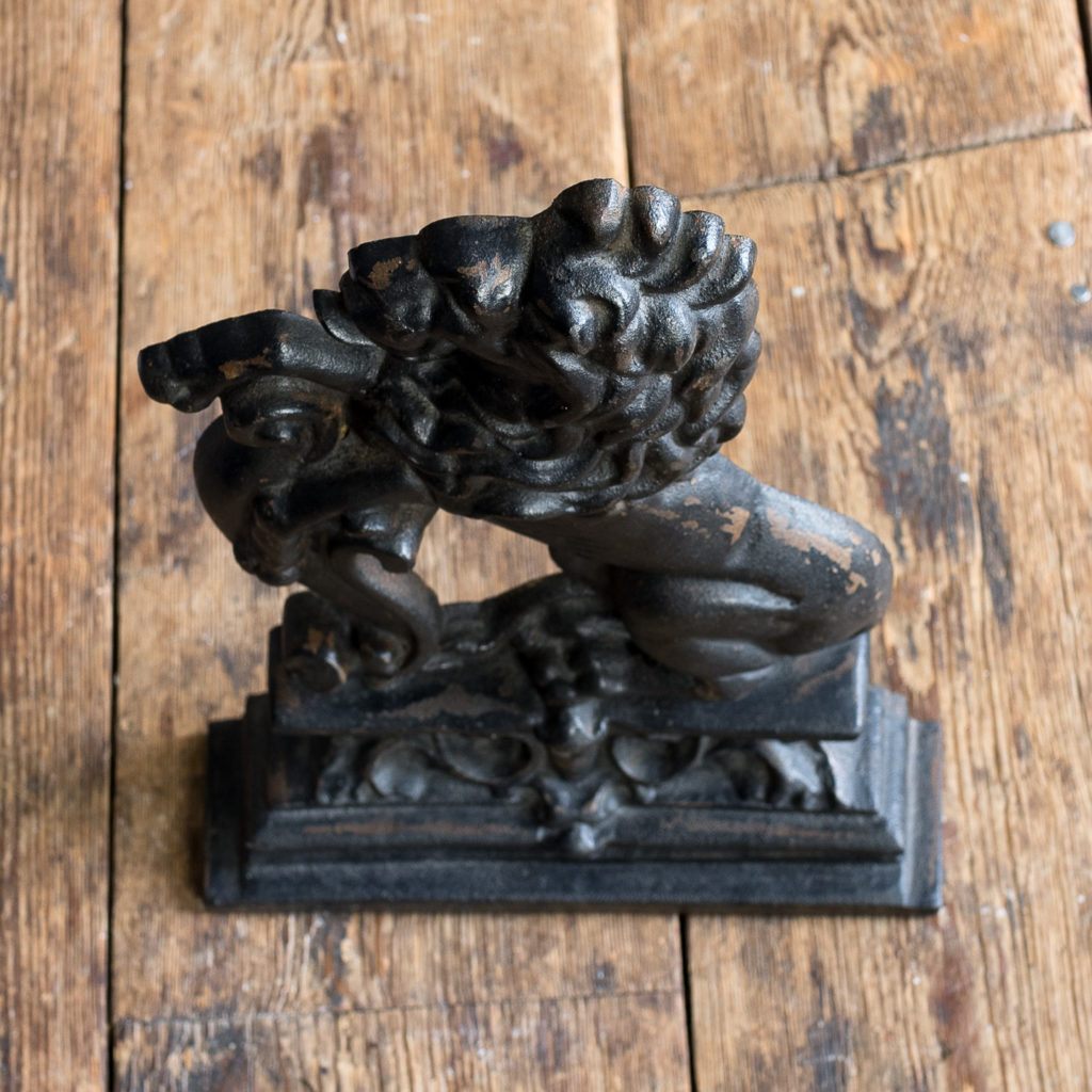 Pair of late Victorian rampant lion cast iron door stops,-134877