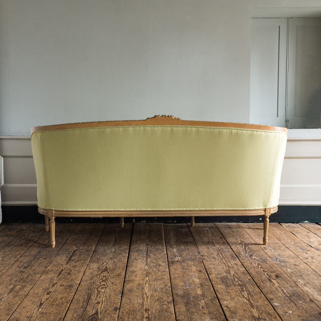 Louis XVI style beech framed canape sofa,