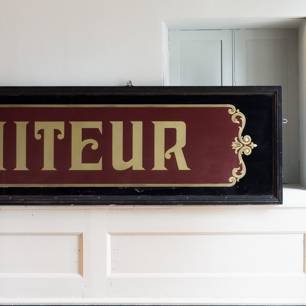 Large early twentieth century French reverse painted caterers signboard, -135146