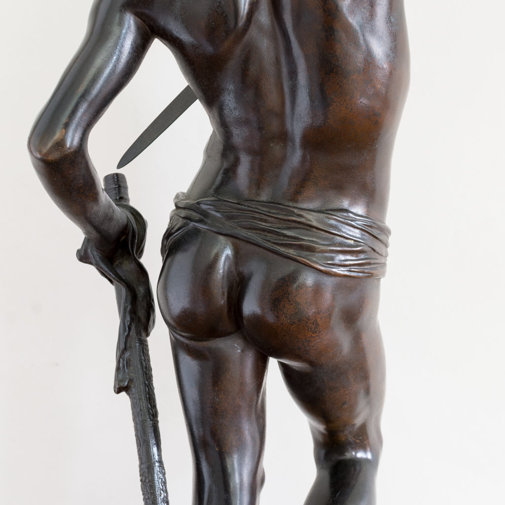 Nineteenth century French bronze of David slaying Goliath,-134779