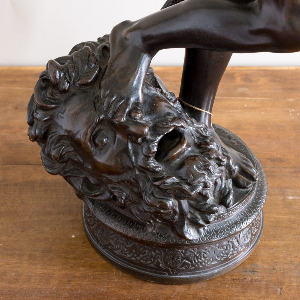 Nineteenth century French bronze of David slaying Goliath,-134781