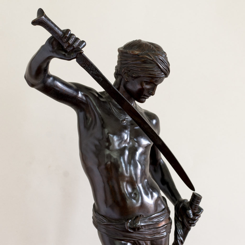 Nineteenth century French bronze of David slaying Goliath,-134782