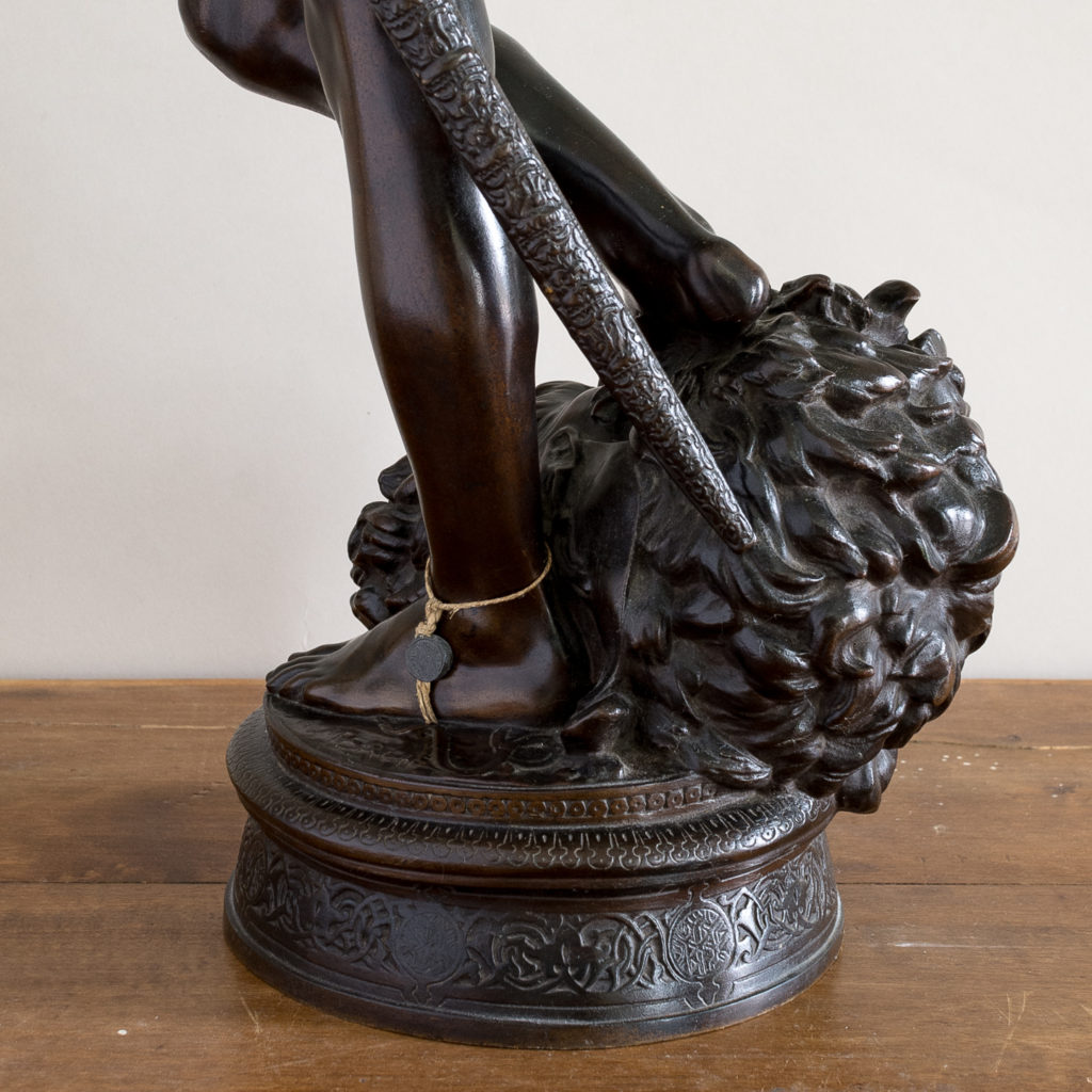 Nineteenth century French bronze of David slaying Goliath,-134784