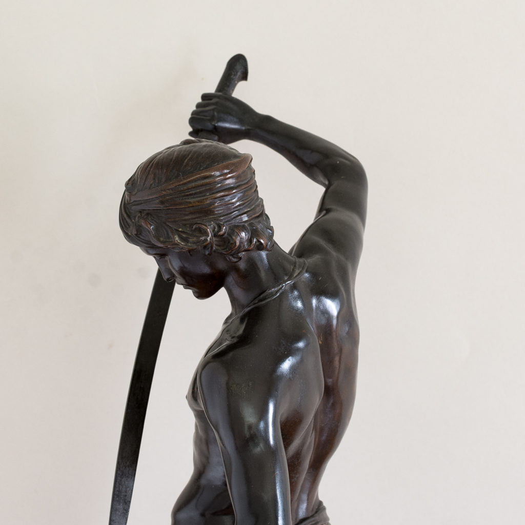 Nineteenth century French bronze of David slaying Goliath,-134785