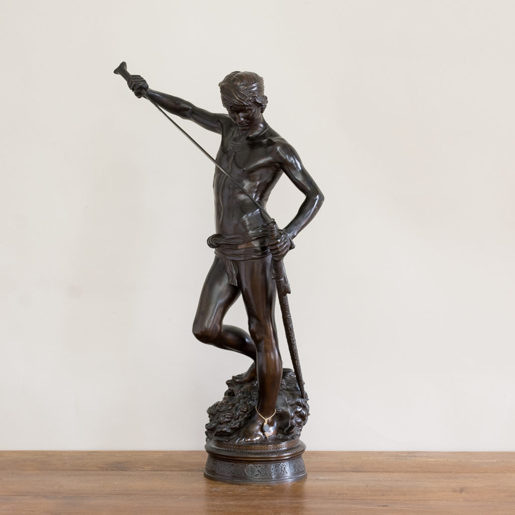 Nineteenth century French bronze of David slaying Goliath,