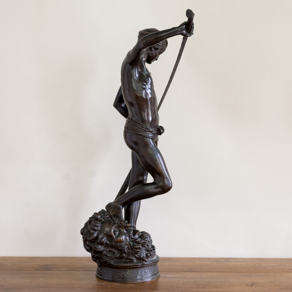 Nineteenth century French bronze of David slaying Goliath,