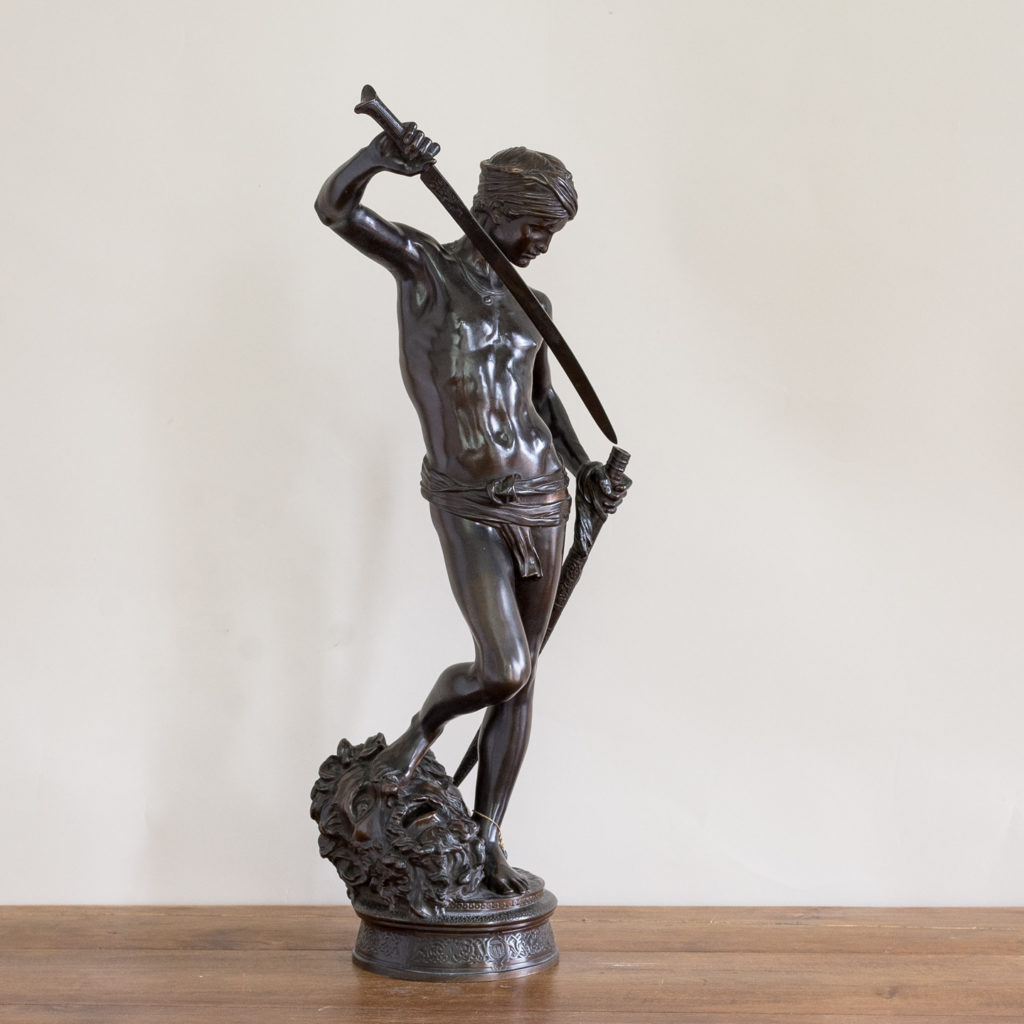 Nineteenth century French bronze of David slaying Goliath,